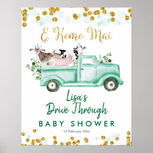 Green Safari Drive by Baby Shower Begrüßungszeiche Poster