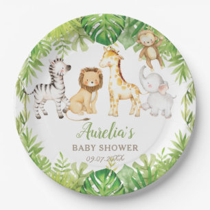 Green Safari Forest Jungle Animals Babydusche Pappteller