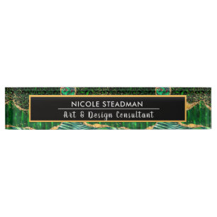 Green Safari Jungle Animal Print Agate Namensplakette