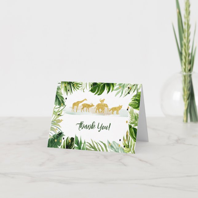 Green Safari Jungle Baby Dusche Danke Karte (Vorderseite)