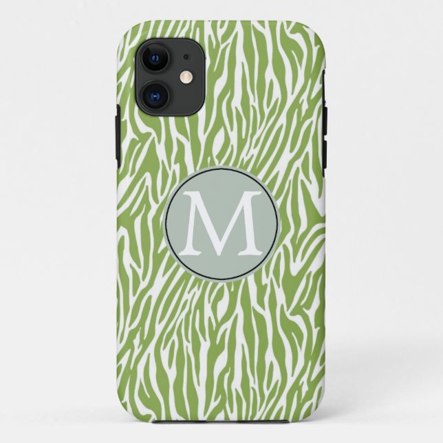 Green Safari Zebra Print Case-Mate iPhone Hülle (Rückseite)