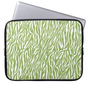 Green Safari Zebra Print Laptopschutzhülle