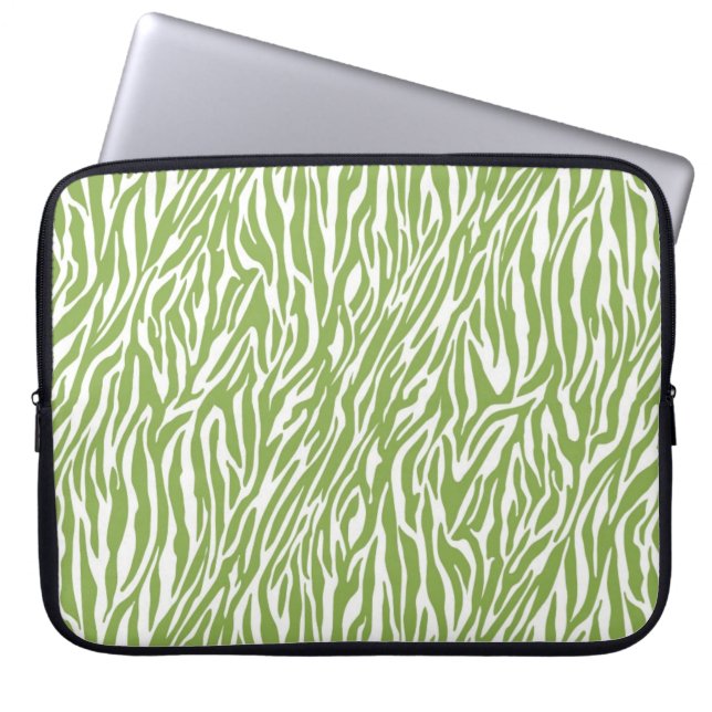 Green Safari Zebra Print Laptopschutzhülle (Vorderseite)