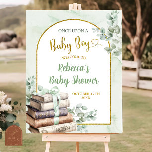 Green Sage Storybook Babydusche Begrüßungszeichen Poster
