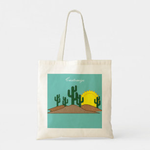 Green Saguaro Cactus Wüste Sunrise Thunder_Cove Tragetasche