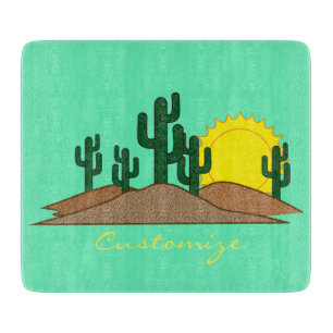 Green Saguaro Cactus Wüste Sunset Thunder_Cove Schneidebrett
