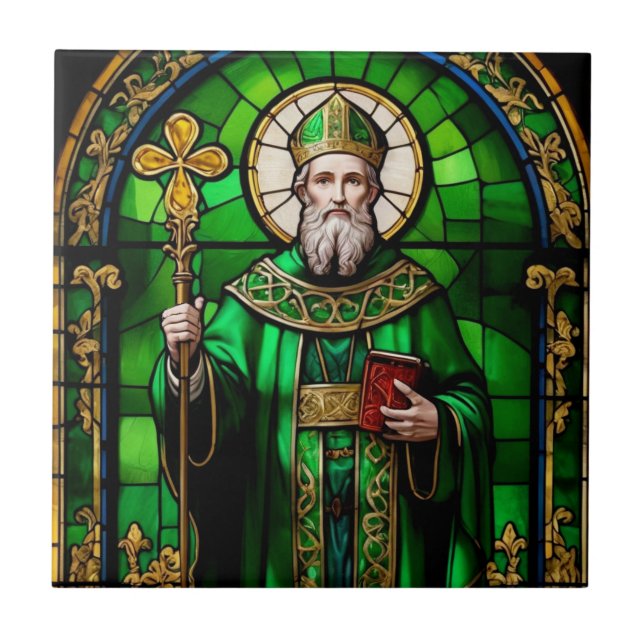 Green Saint Patrick St Patricks Tag Festglas Fliese (Vorderseite)