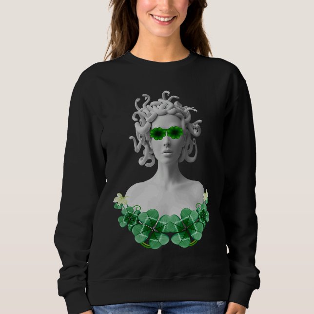 Green Saint Patricks Day Medusa Sweatshirt (Vorderseite)