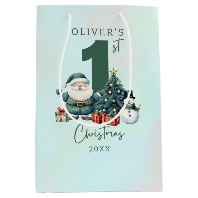 Green Santa Claus 1. Weihnachten Mittlere Geschenktüte (Vorderseite)
