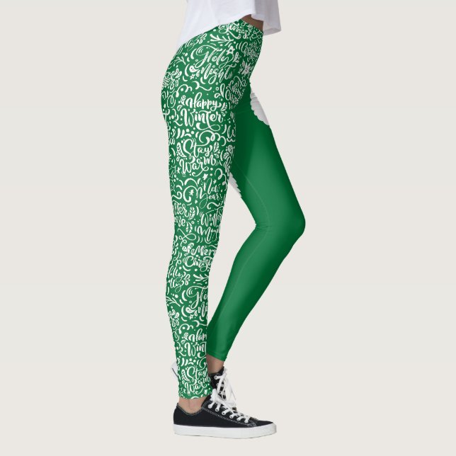 Green Santa mit Briefkunst Leggings (Rechts)