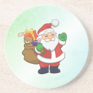Green Santa mit Spielzeug Getränkeuntersetzer