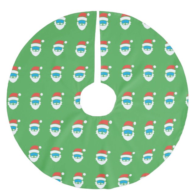Green Santa Tree Rock Polyester Weihnachtsbaumdecke (Vorderseite)
