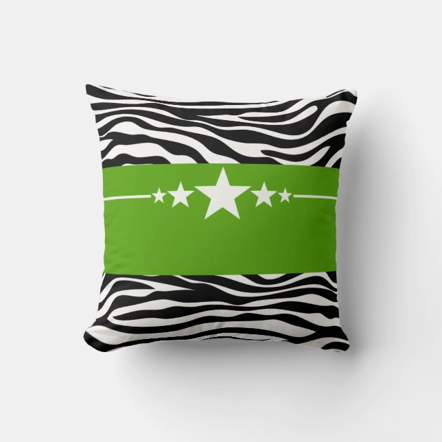 Green Sassy Star Zebra Coussin (Recto)