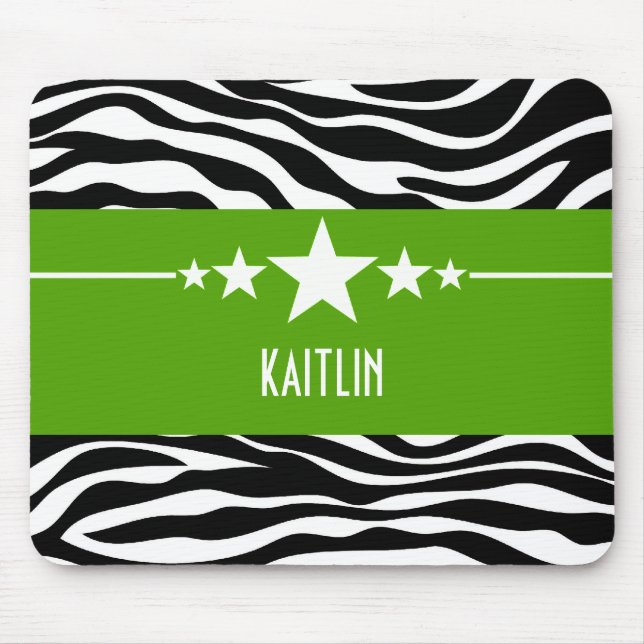 Green Sassy Star Zebra Mousepad (Vorne)