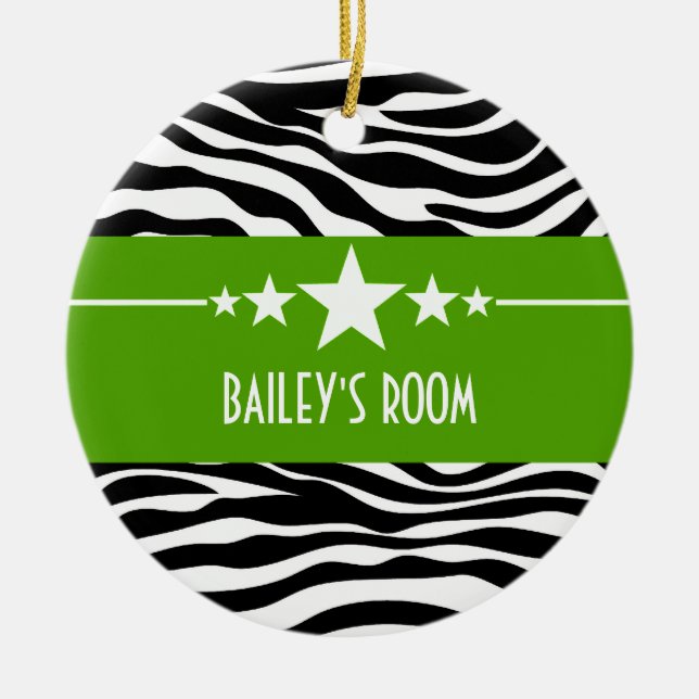 Green Sassy Star Zebra Ornament (Vorne)