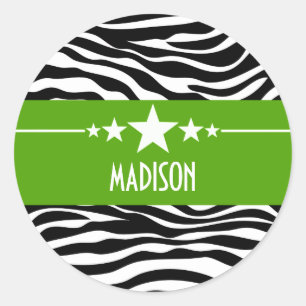 Green Sassy Star Zebra Stickers