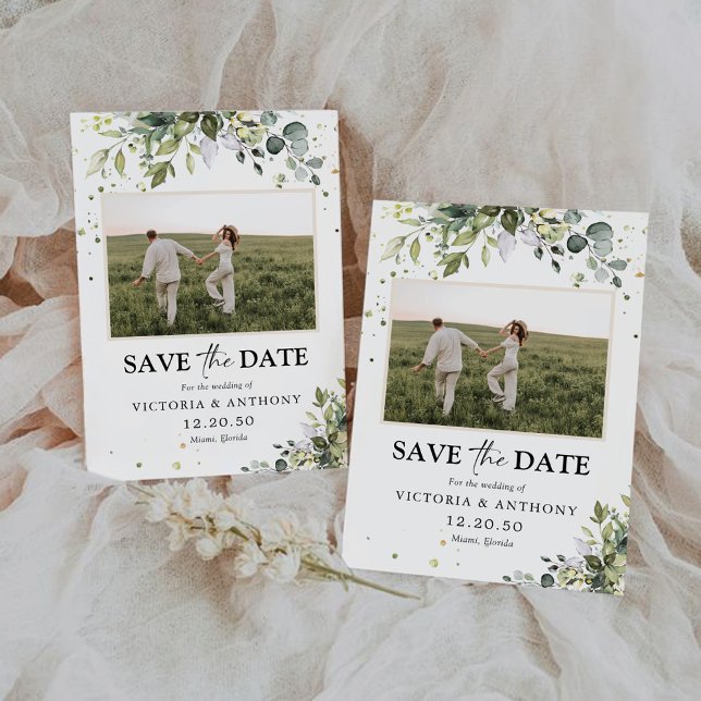 Green Save The Date avec Carte photo (Créateur téléchargé)