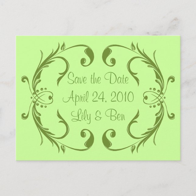 Green Save the Date Card Ankündigungspostkarte (Vorderseite)