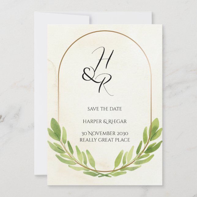Green Save the Date Faire-part de mariage Card (Devant)