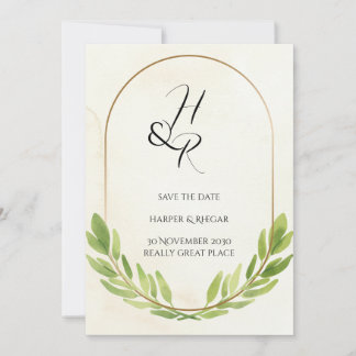 Green Save the Date Wedding Einladungskarte