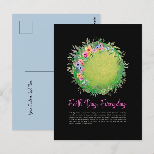 Green Save the Planet Jour des terres Carte postal (Devant / Derrière)