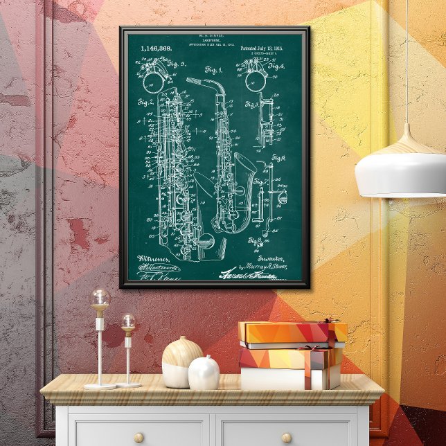 Green | Saxophon - Patent Poster (Von Creator hochgeladen)