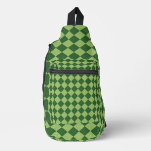 Green Schachbrett Diamond Muster Drucktüte Nähtasc Crossbody Bag