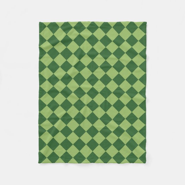 Green Schachbrett Diamond Pattern Fleecedecke (Vorderseite)