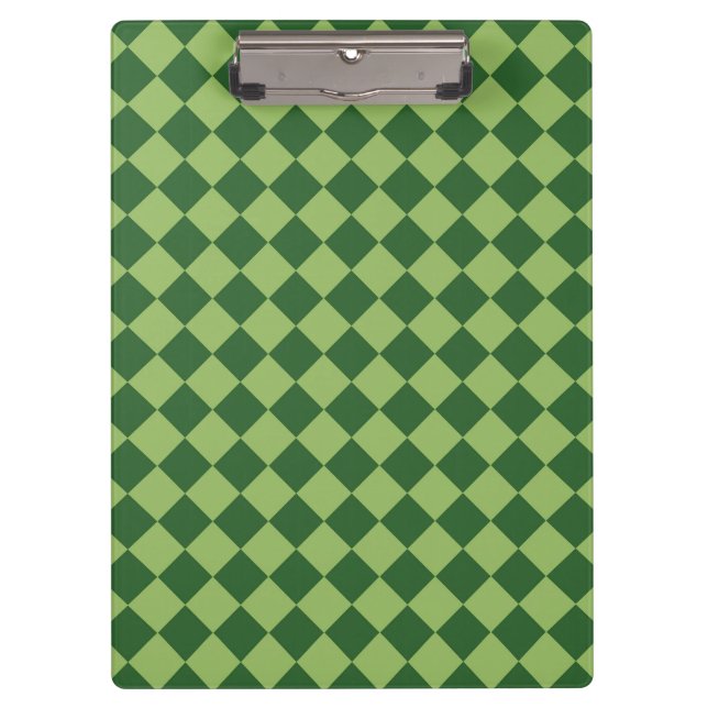 Green Schachbrett Diamond Pattern Klemmbrett (Vorderseite)