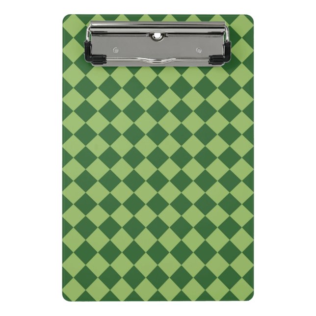 Green Schachbrett Diamond Pattern Mini Klemmbrett (Vorderseite)