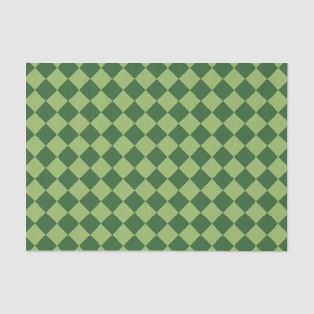 Green Schachbrett Diamond Pattern Seidenpapier (Vorderseite)