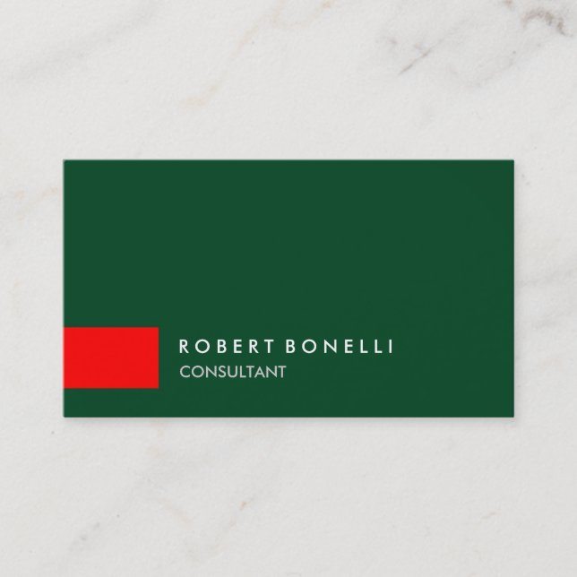 Green Schlicht Red Strip Consultant Business Card Visitenkarte (Vorderseite)