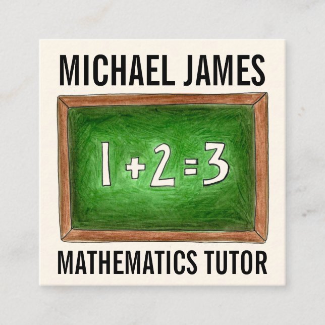 Green School Chalkboard Slate Math Tutor Lehrer Quadratische Visitenkarte (Vorderseite)
