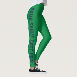 Green School Spirit Leggings Custom Navy Blue Text