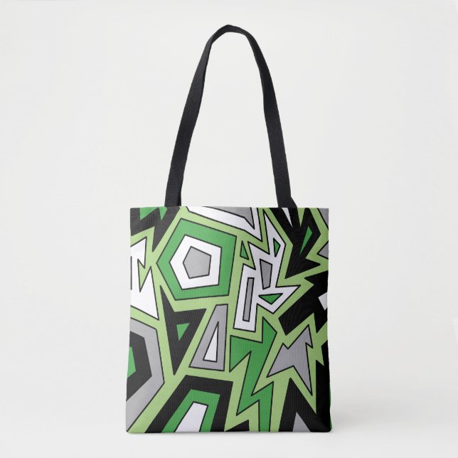 Green Schwarz-weiß Gray Aro Geometric Abstrakt Tasche (Vorderseite)