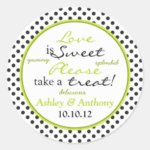 Green Schwarz-weiß Polka Dot Candy Buffet Stickers