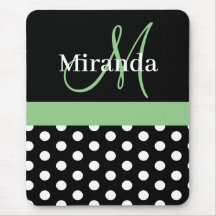 Green Schwarz-weiß Polka Dot Monogram