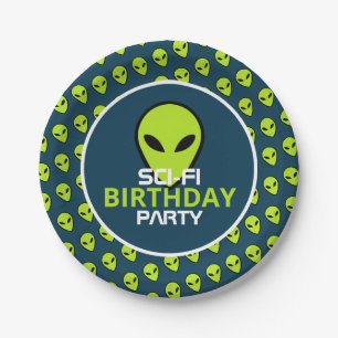 Green Sci-fi-Alien, Geburtstag Pappteller