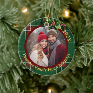 Green Scottish Kariert   Unser erstes Weihnachts-F Keramik Ornament