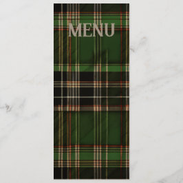 Green Scottish Tartan Wedding Menu Menükarte
