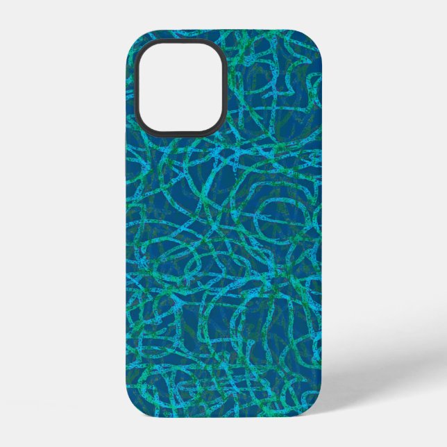 Green scribbled lines muster Case-Mate iPhone cas 12 Hülle (Rückseite)