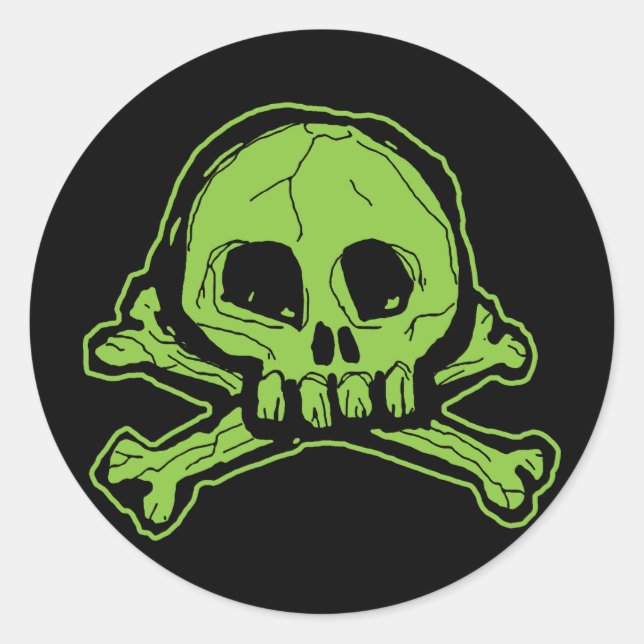 Green Scribly Skull Runder Aufkleber (Vorderseite)
