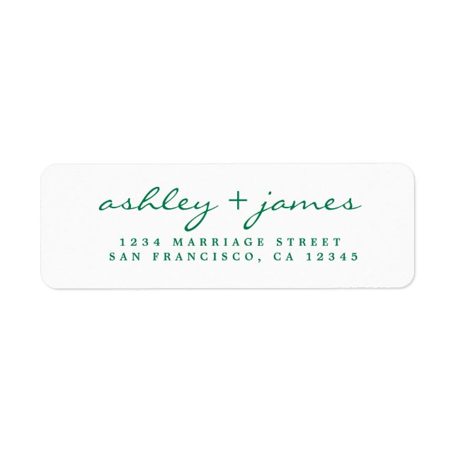 Green Script Elegant Wedding Return Address Label (Vorne)