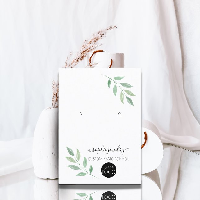 Green Script Jewelry Logo Ohrring Display Visitenkarte (Von Creator hochgeladen)