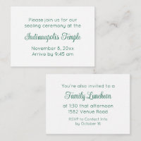 Green Script Temple Sealing & Meal Einladung