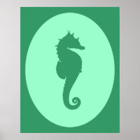 Green Seahorse Silhouette