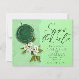 Green Seal Save the Wedding Date Invitation Einladung