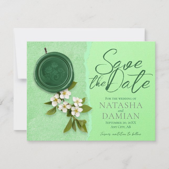 Green Seal Save the Wedding Date Invitation Einladung (Vorderseite)