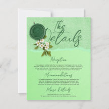 Green Seal Wedding Details Card