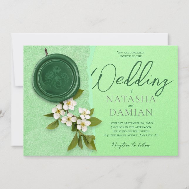Green Seal Wedding Invitation Einladung (Vorderseite)
